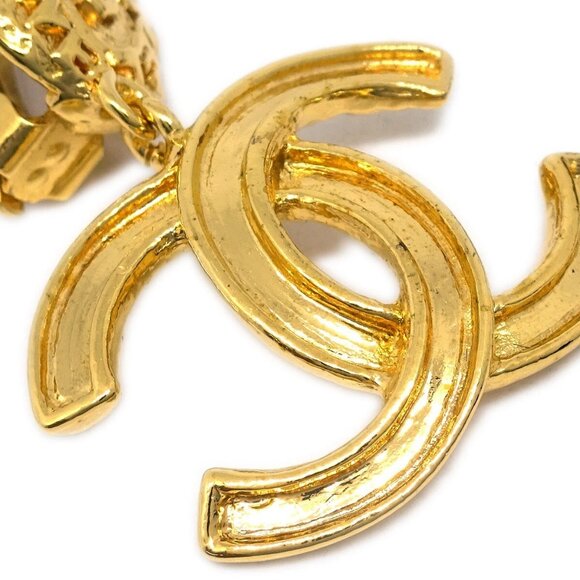 Chanel Gold Dangle Earrings Clip-On - Picture 4 of 8